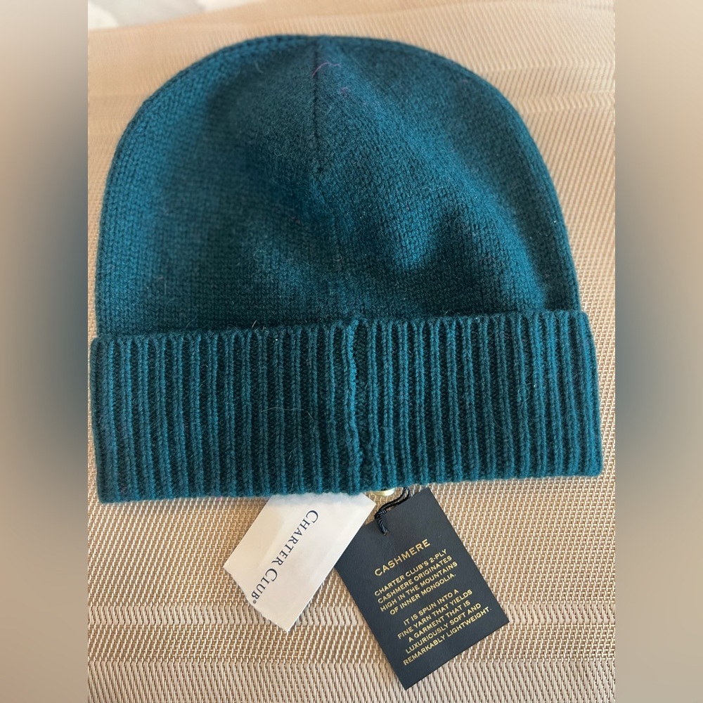 Cashmere Beanie - Emerald Green Charter's Club